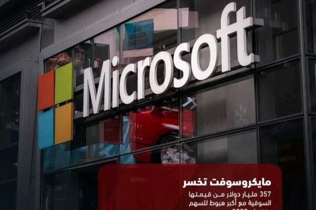 مايكروسوفت تخسر 357 مليار دولار من قيمتها السوقية مع أكبرهبوط للسهم منذ عام 2020